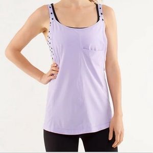 Lululemon Purple Run For Your Money Tank Top with Polka dots